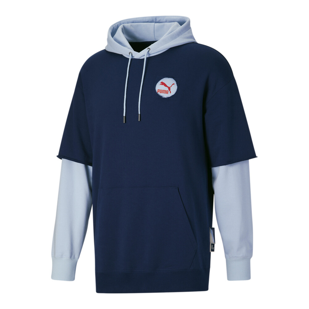 Puma Classics Now & Then Logo Pullover Hoodie for Men - Blue Casual Outerwear 6239911
