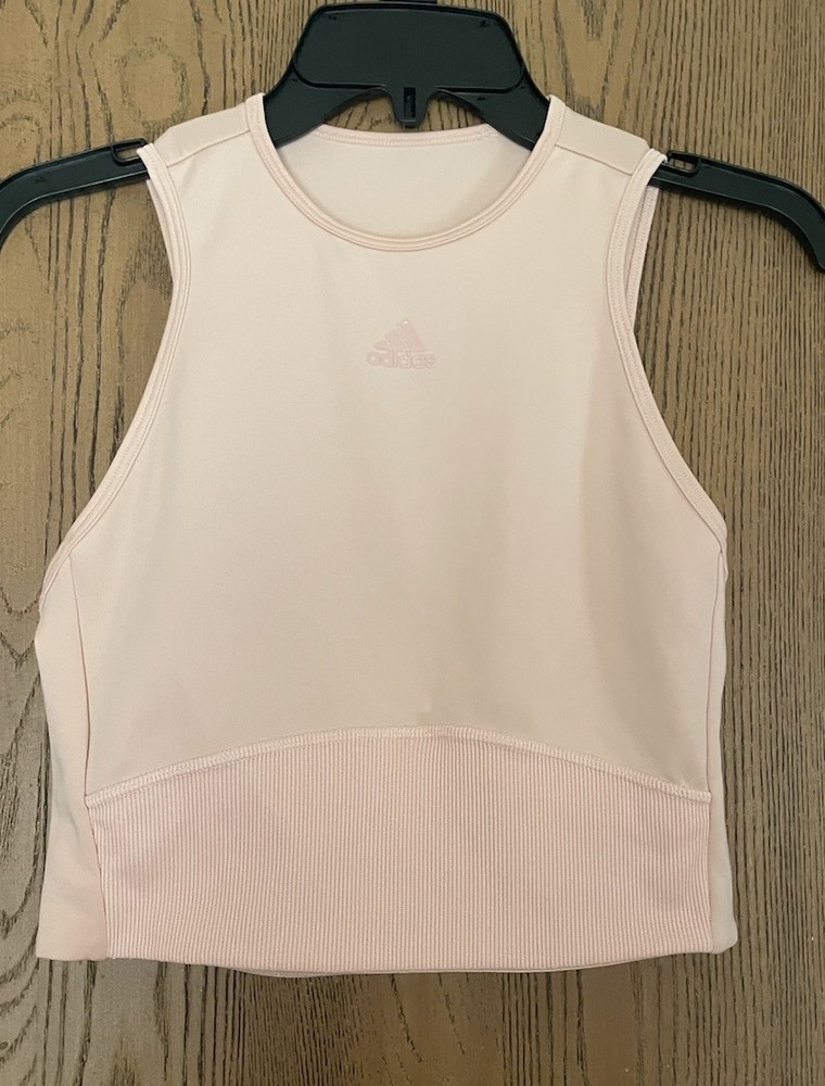 Adidas Aeroready Open Back  Cropped W Ribbed Waist  Sports Top SZ L