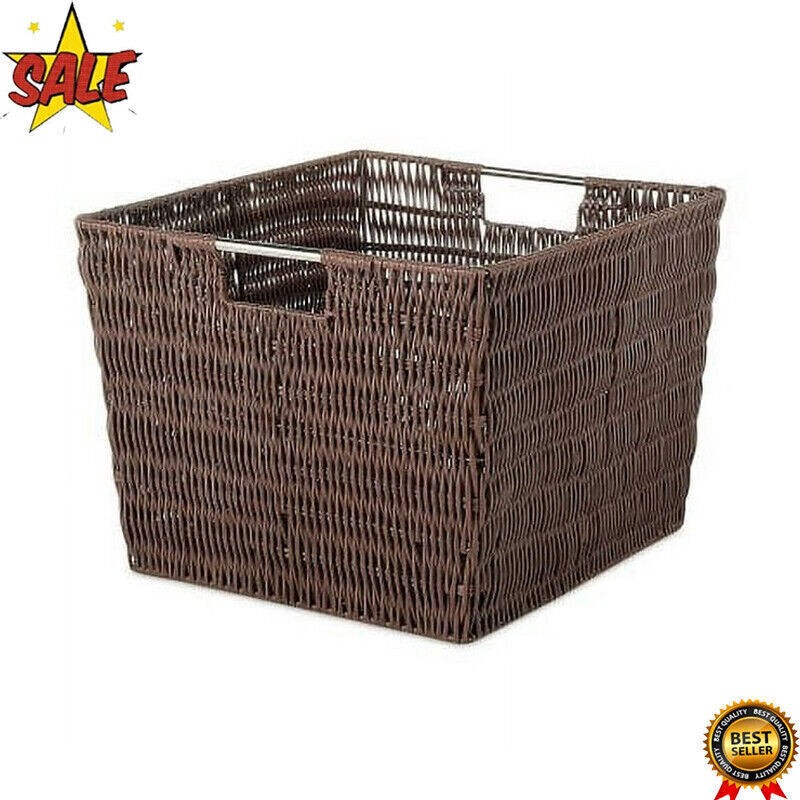2 Pack Storage Tote Basket W/ Handles Containers Organize Durable Home Office US