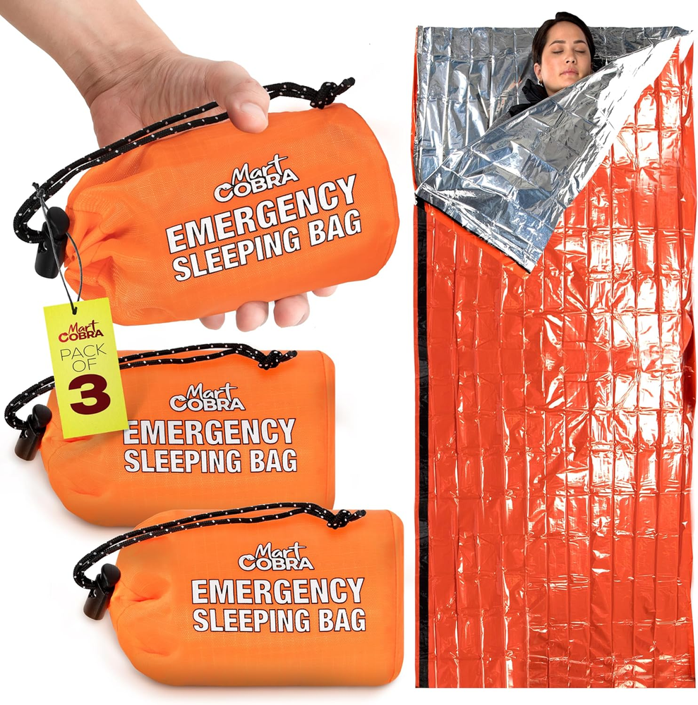 Emergency Sleeping Bag for Survival Gear and Supplies 3-Pack Life Bivy Sack Wate