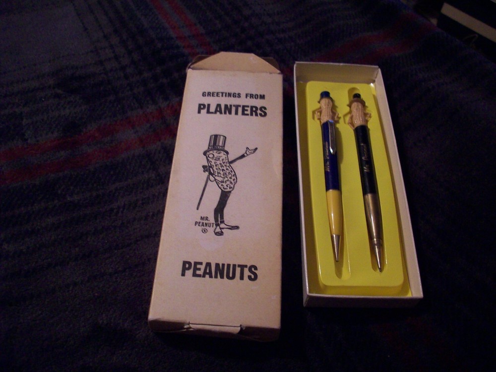 Vintage 1950s Mr. Peanut Pen And Mechanical Pencil Set in Original Box! LOOK