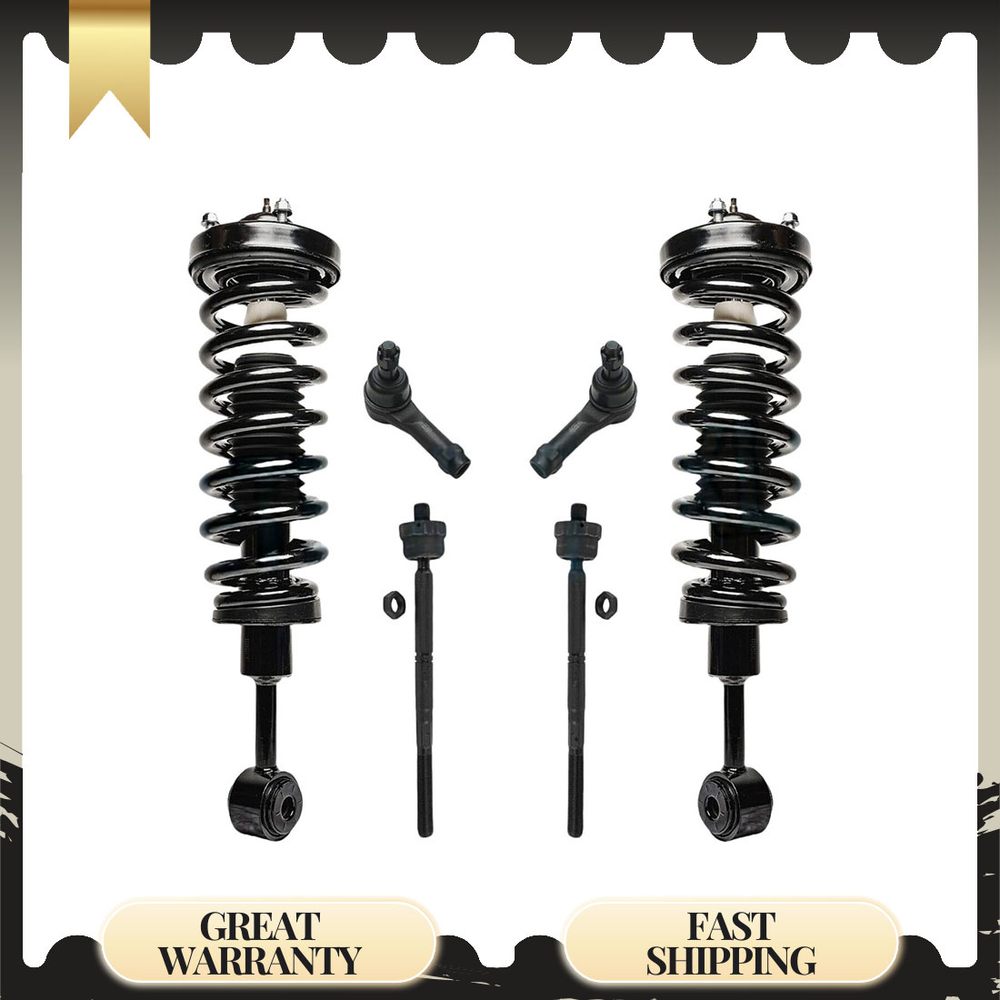 2006-2008 Ford F-150 Lincoln Mark LT 4WD Front Struts with Coil Springs and Tie Rods