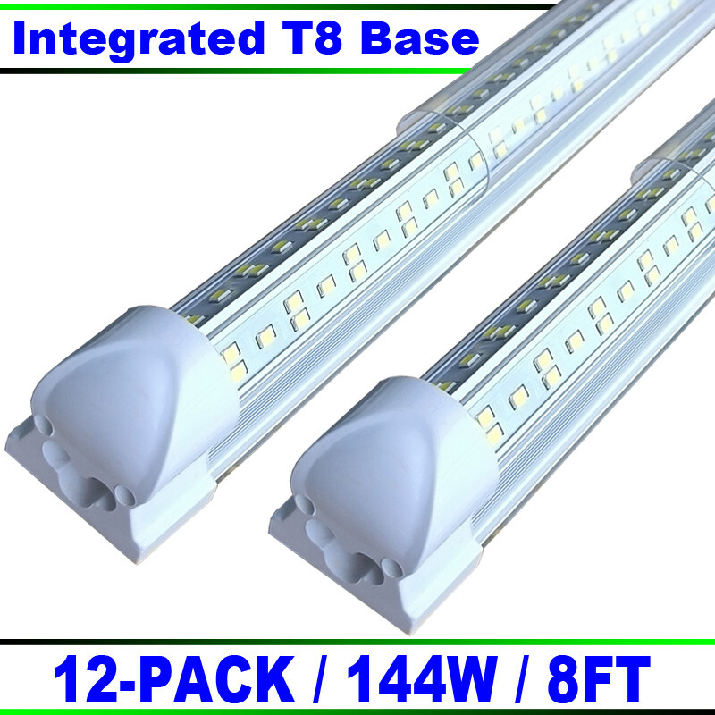 LED Shop Lights Fixture Tube Strip Ceiling Lights 8Ft For Garage Workshop 12/Pac