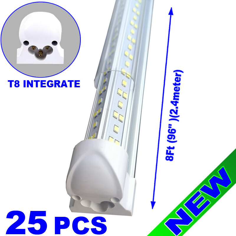 8Ft Integrated LED Tube Light Bulbs 144W 6500K LED Shop Light Fixture 25 PACK