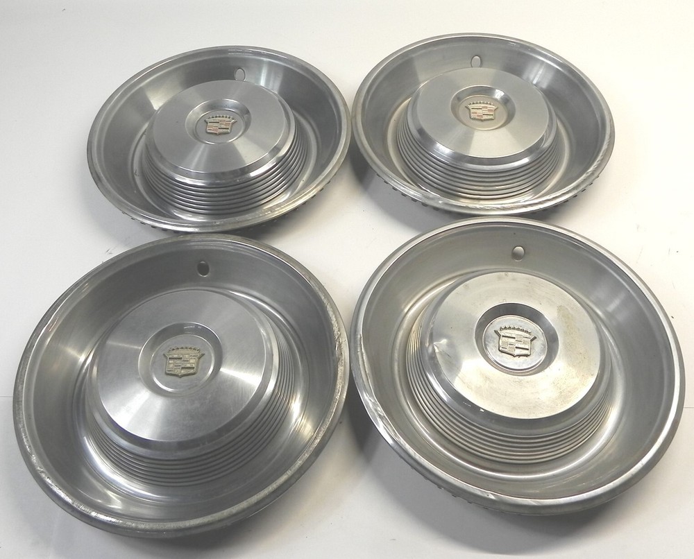 1965 CADILLAC 15 INCH HUB CAPS 4 INCLUDED OEM VINTAGE