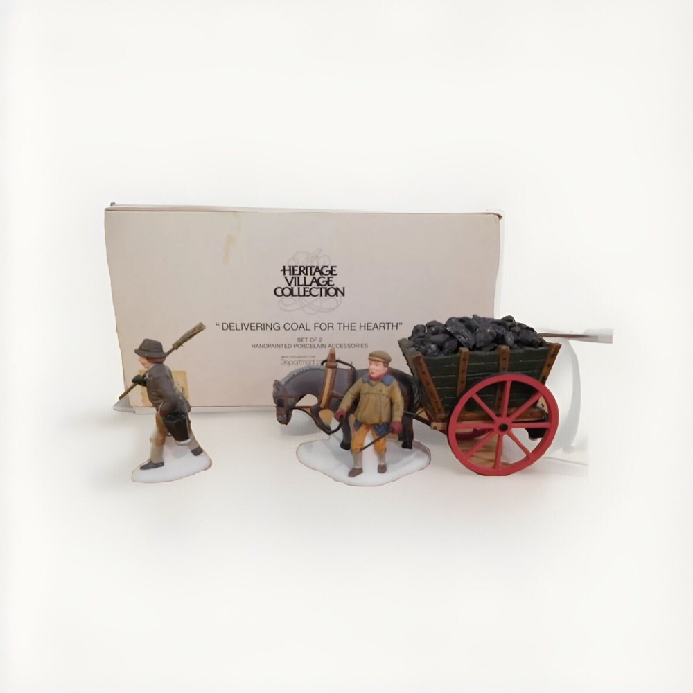 Dept 56 Village Delivering Coal For The Hearth 2-Piece Set