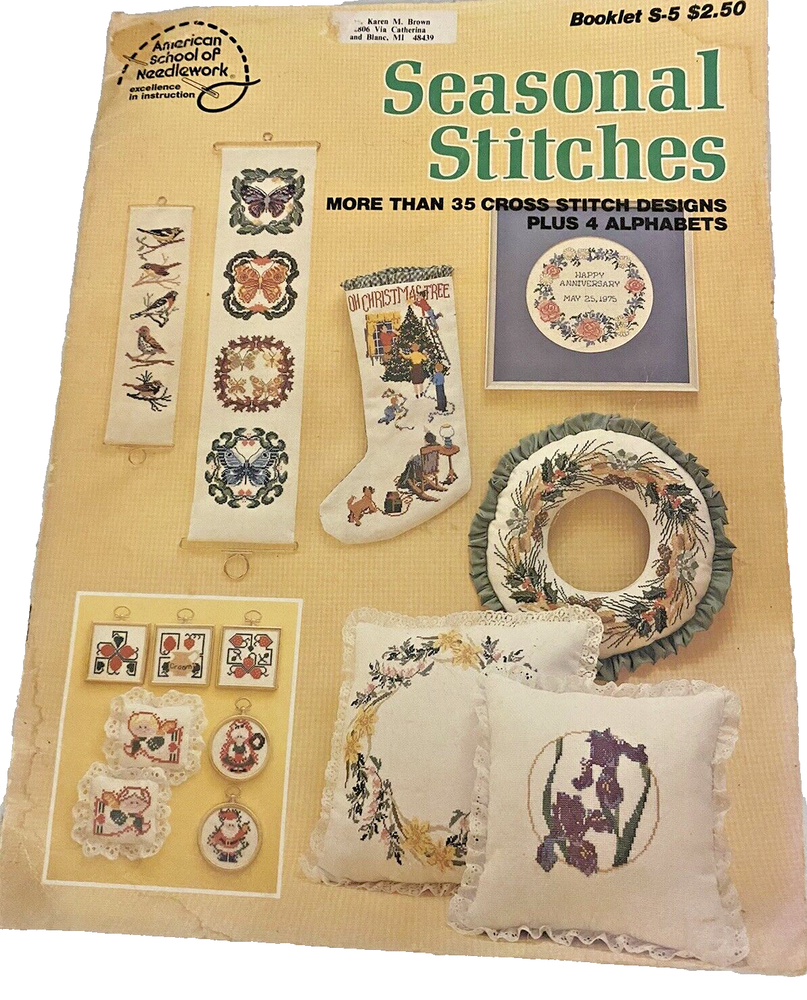 Seasonal Stitches 35 Cross Stitch Patterns American School  of Needlework 1979-image