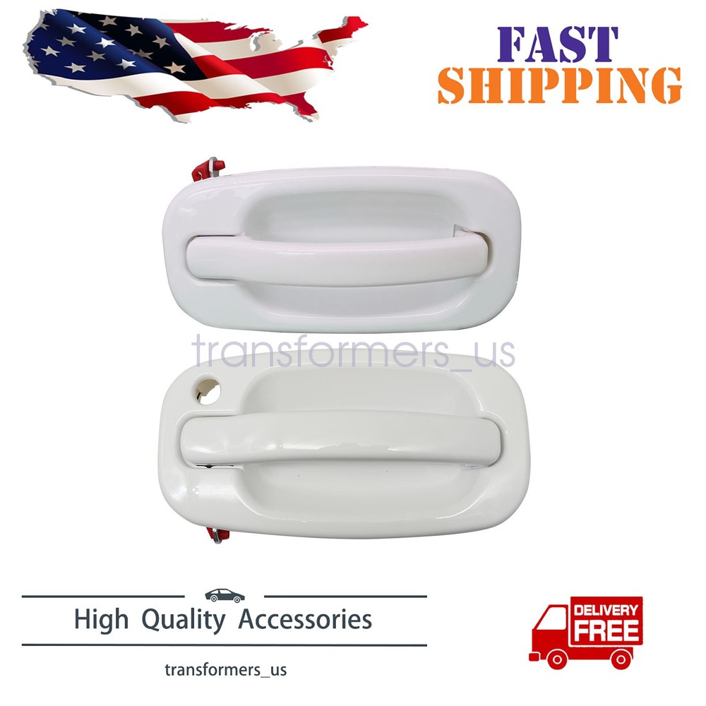 For Silverado GMC 1999-2007 Front Exterior White Painted Door Handle Set LH+RH