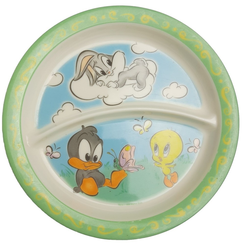 1998 Baby Looney Tunes 7.5-Inch Melamine Plate with Bugs Bunny Daffy Tweety by Zak Designs