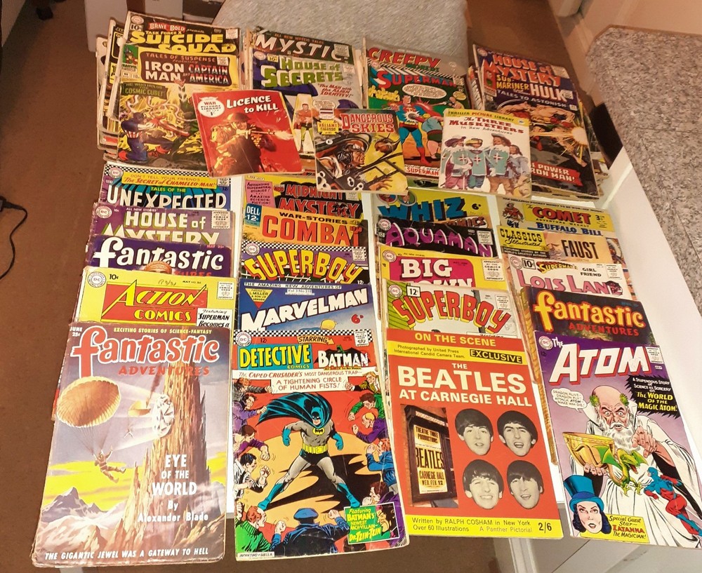 95x Huge RARE VINTAGE COMICS + PULPS lot 1940s 50s 60s Superhero Horror Western
