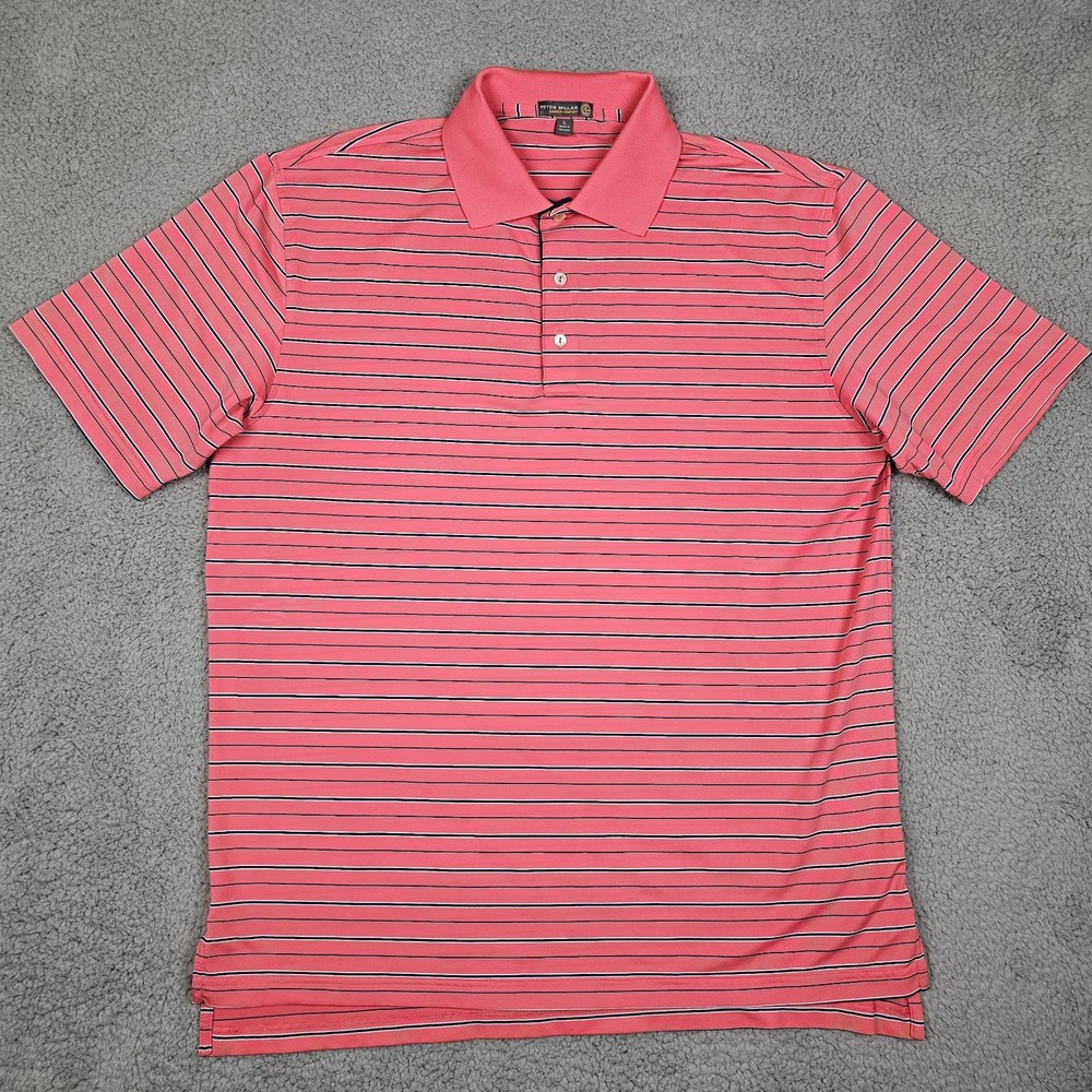 Peter Millar Polo Shirt Mens Large Pink Summer Comfort e4 Golf Performance