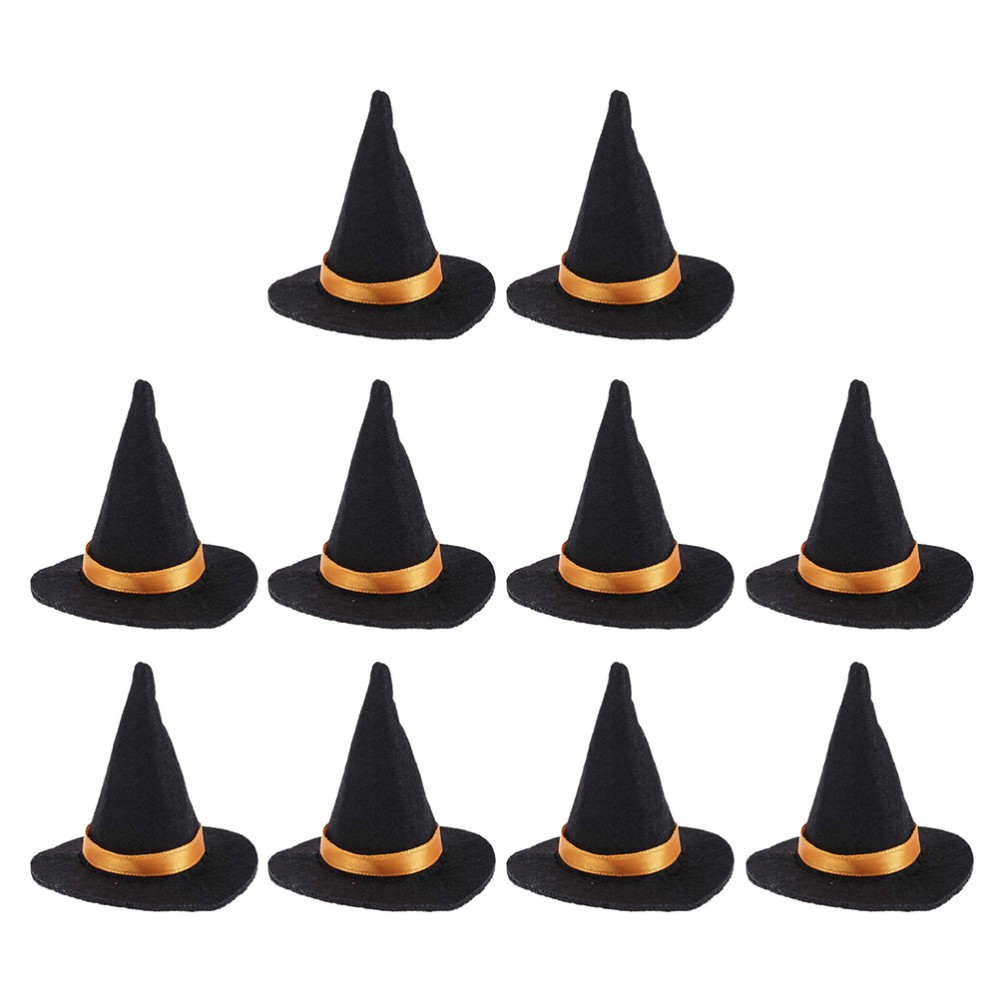 10Pcs Mini Witch Hats for DIY Crafts Hair Accessories Halloween Wine Charms
