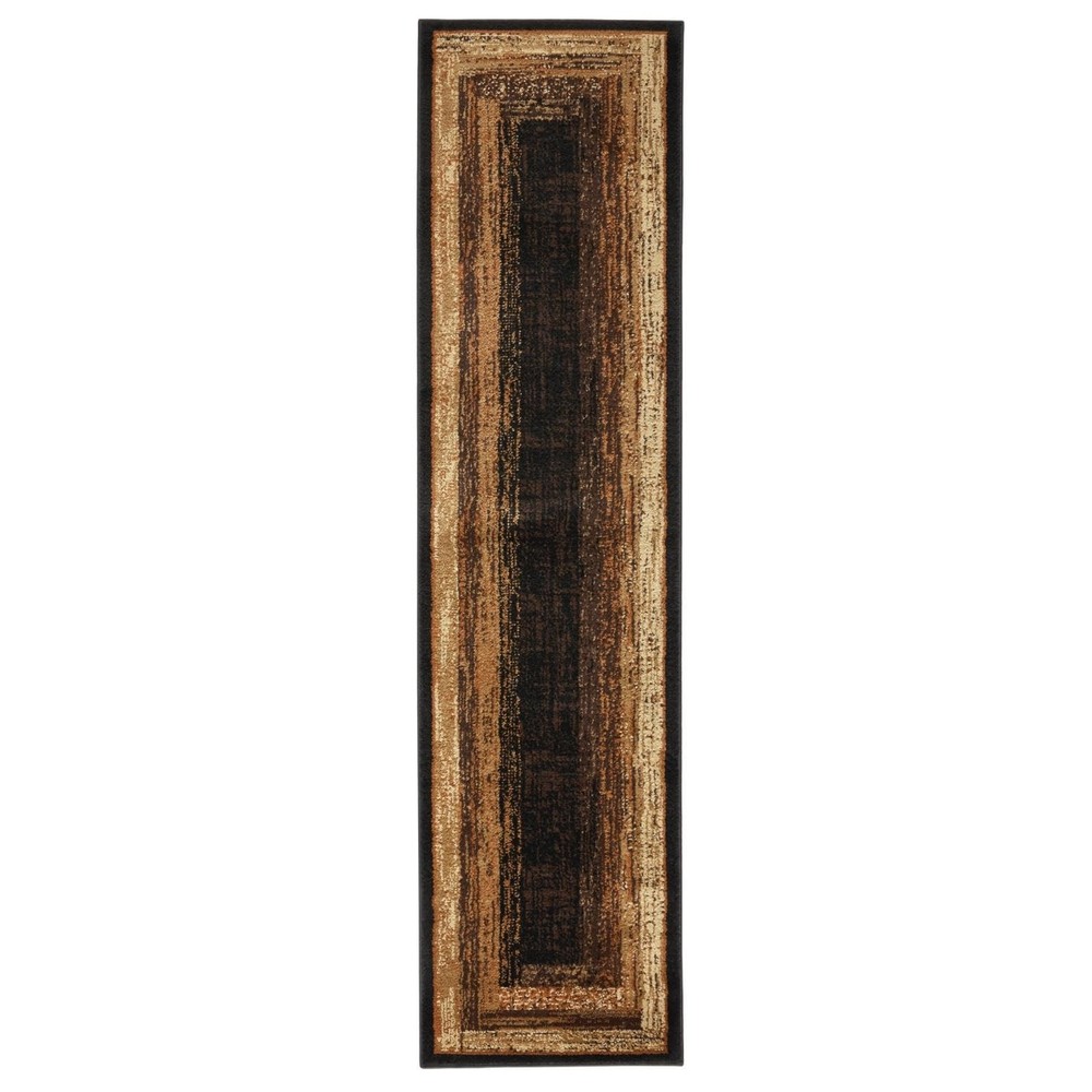 Home Dynamix Royalty Vega Modern Geometric Runner Rug in Black and Beige