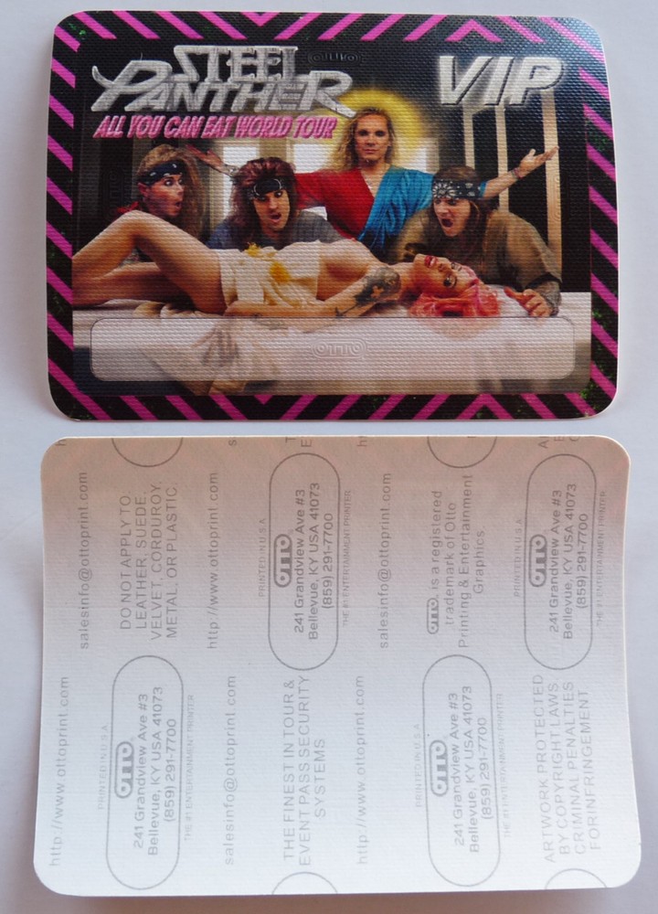 Steel Panther All You Can Eat Concert Tour VIP Pink Backstage Pass D15