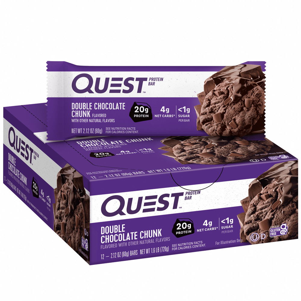 Quest Protein Bar - Double Chocolate Chunk (12 Bars) 20 g Protein Gluten Free