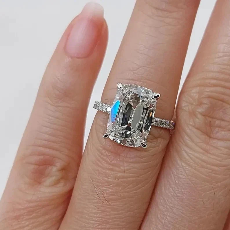 Cushion Cut 4Ct 18K White Gold IGI Certified Lab Grown Diamond Wedding Ring