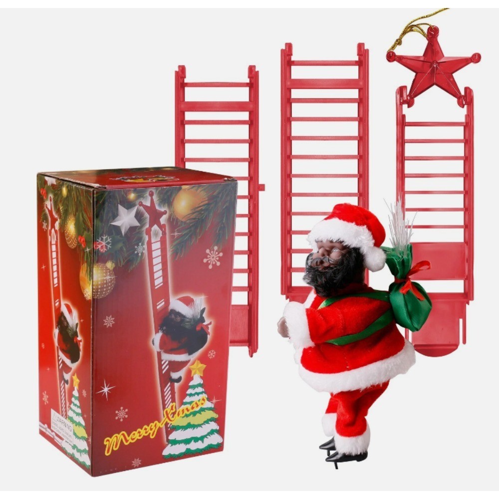 Electric Climbing Ladder Santa Claus with Music – Christmas Tree Decoration Gift