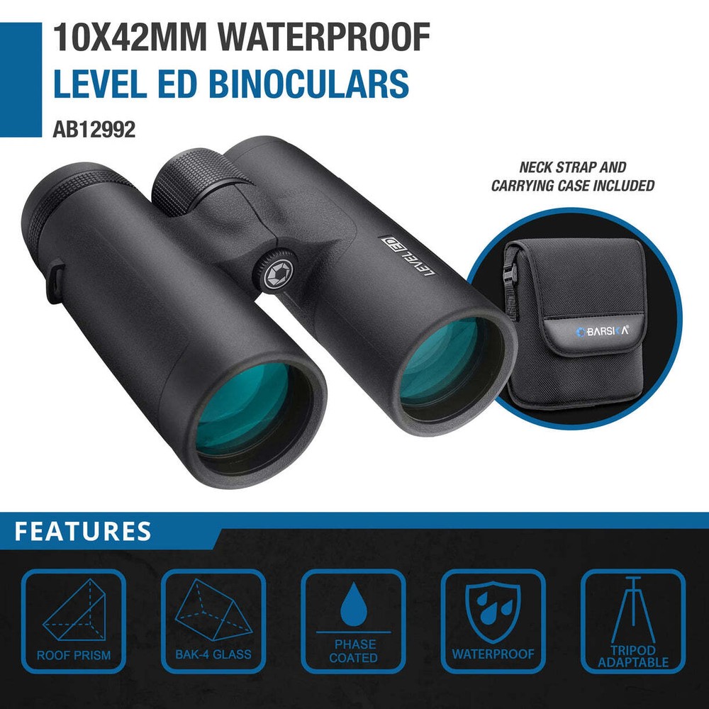 Barska Waterproof Zoom 10x 42mm BAK-4 Phase Coated Lens Level ED Binoculars