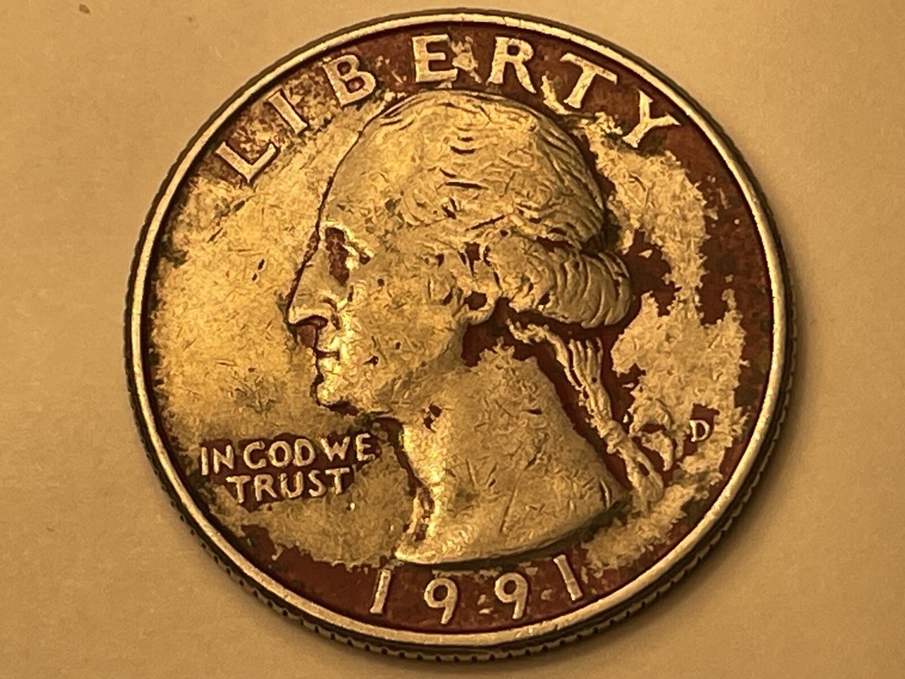 1991 Red Painted House coin Washington Quarter