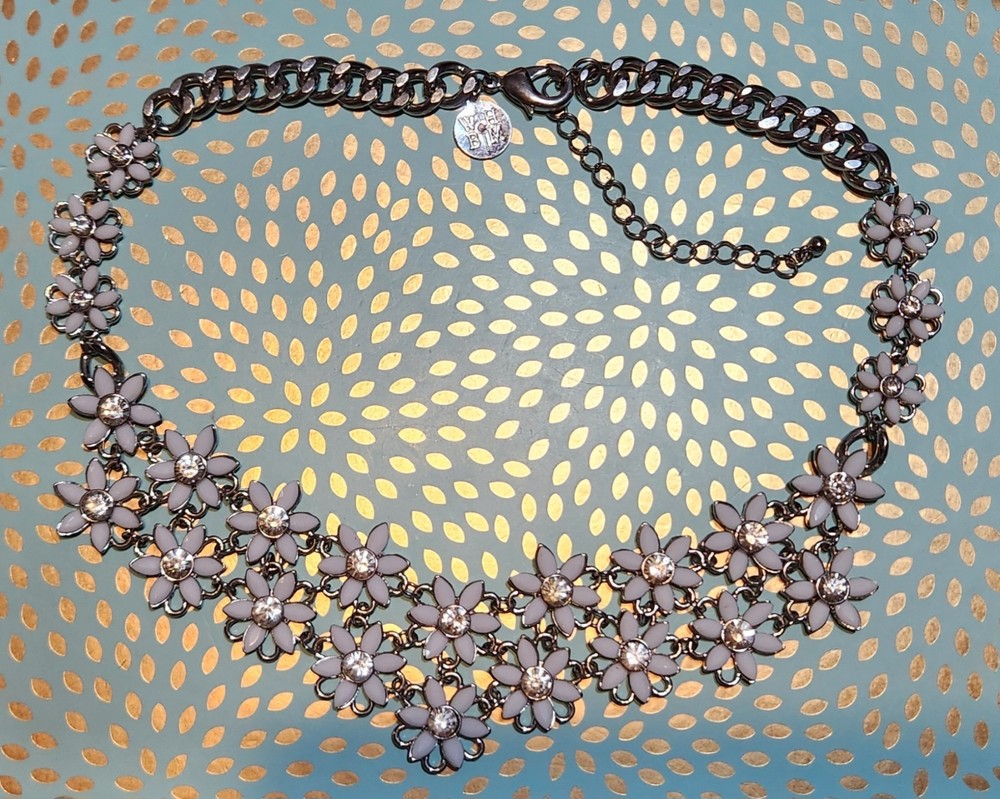 Vintage White House Black Market  Silver-tone Floral Statement Necklace