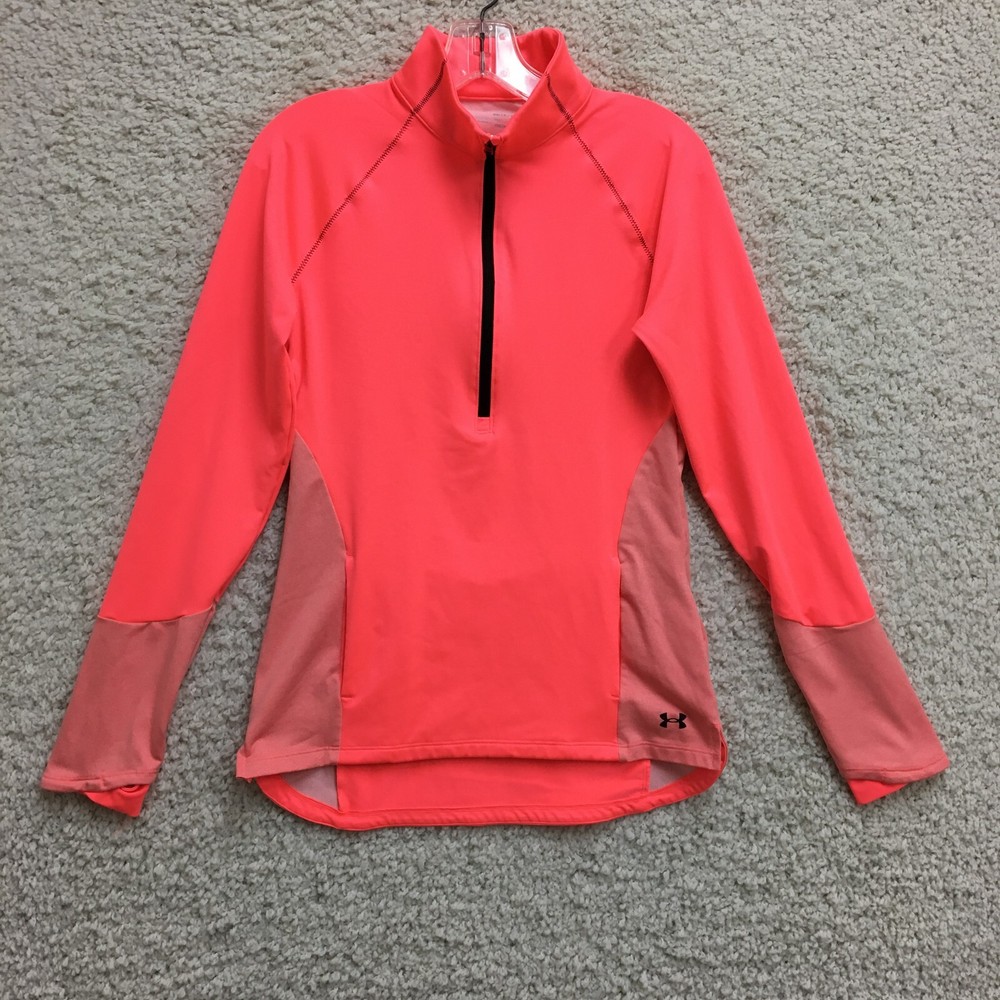 Under Armour Top Shirt Small Adult Pink Fitted ColdGear 1/2 Zip Stretch Womens S