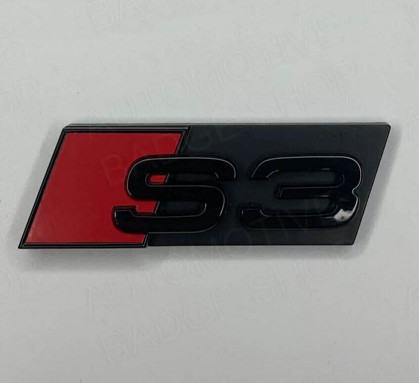 For Audi S3 A3 Hood Grille Emblem Front Bonnet Badge Decal Glossy Black Red