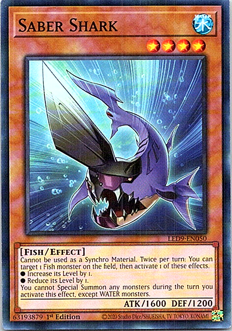 Saber Shark LED9-EN050 Yu-Gi-Oh Near Mint 1st Edition Card