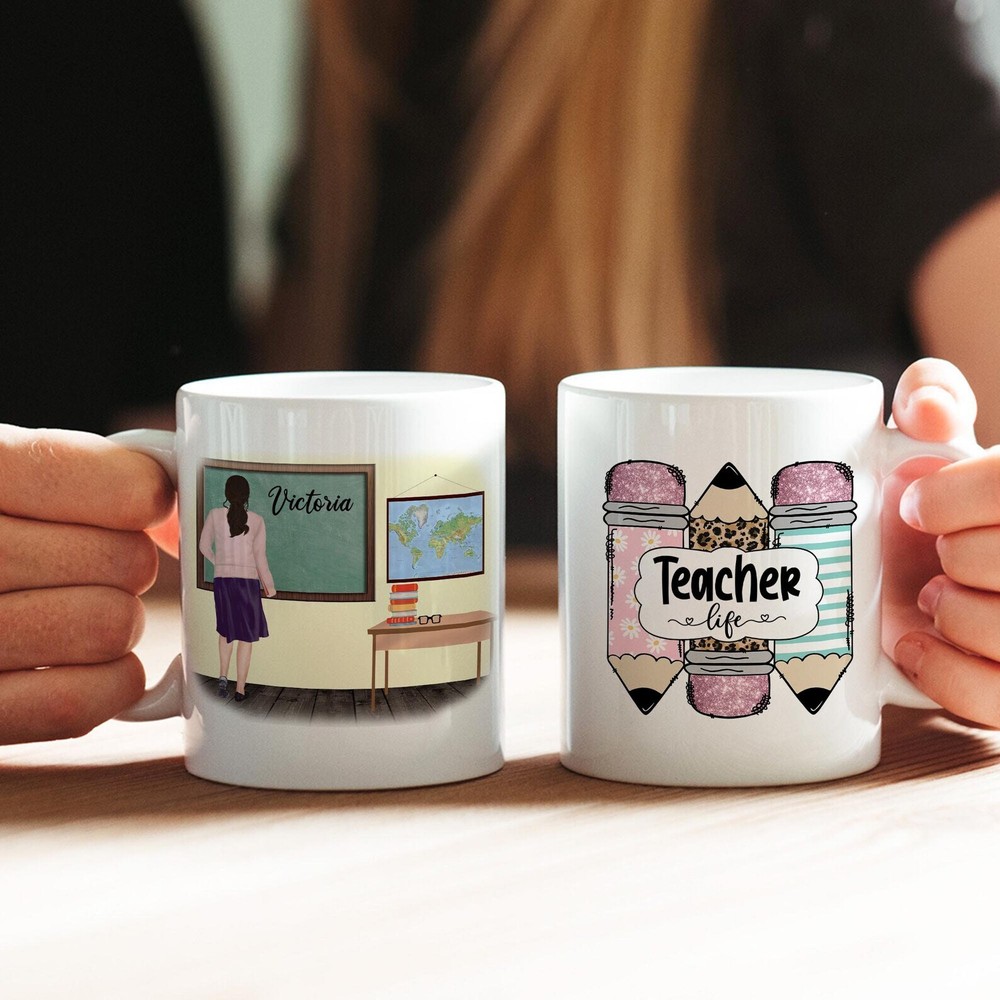 Taza de café personalizada Teacher Life regalo personalizado café profesor