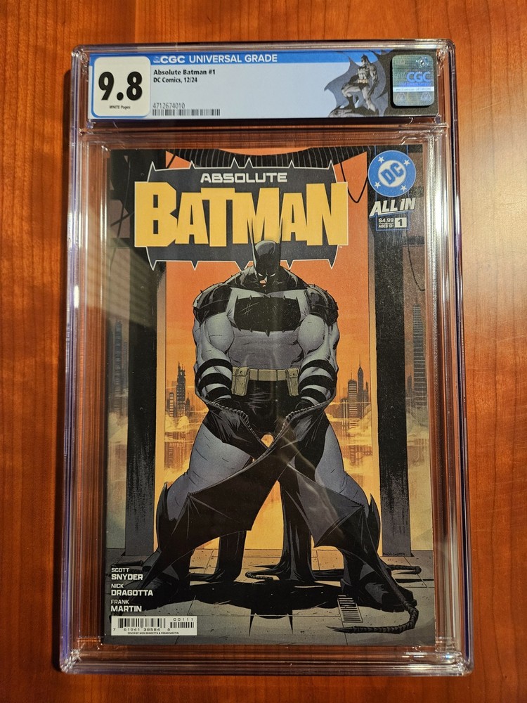 Absolute Batman #1 , First Print CGC 9.8, Major 🔑, Hot Custom Label, Dragotta