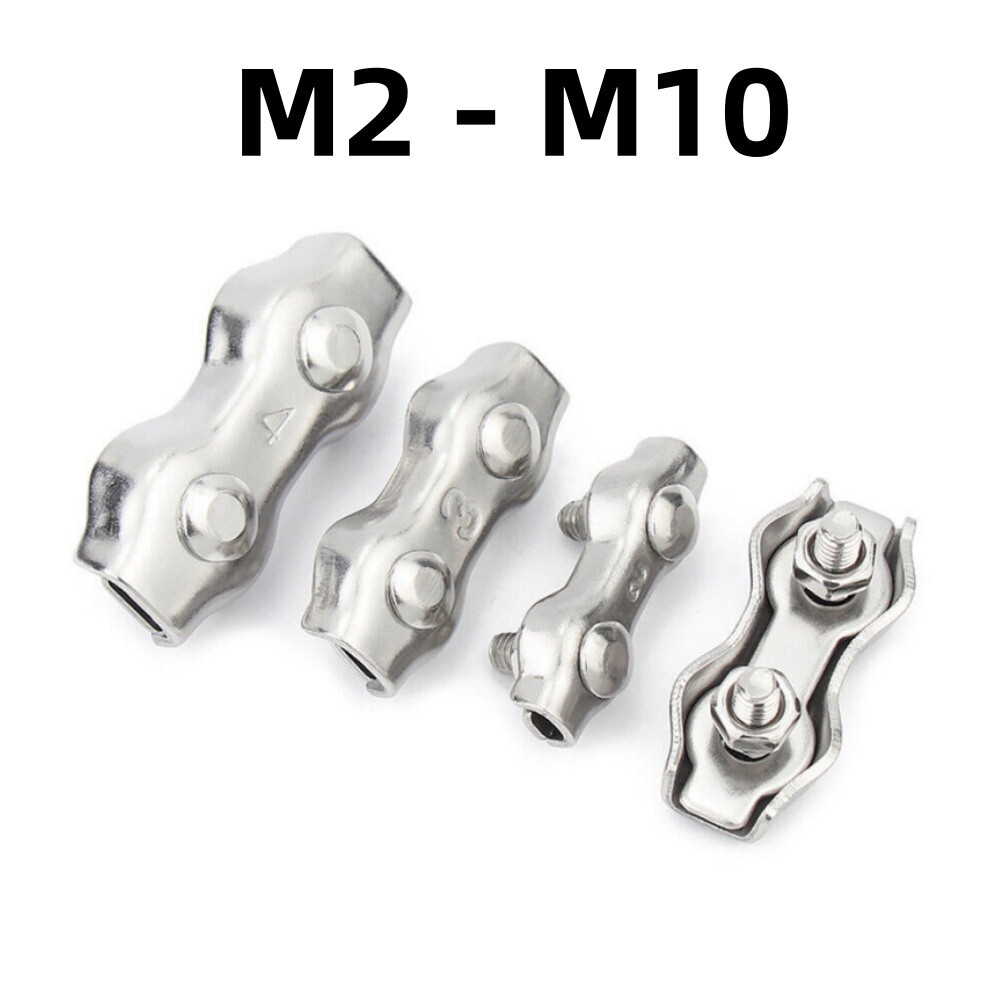 M2 - M10 Simplex Duplex Wire Rope Clip Cable Clamp Wire Cables A2 Stainles Steel