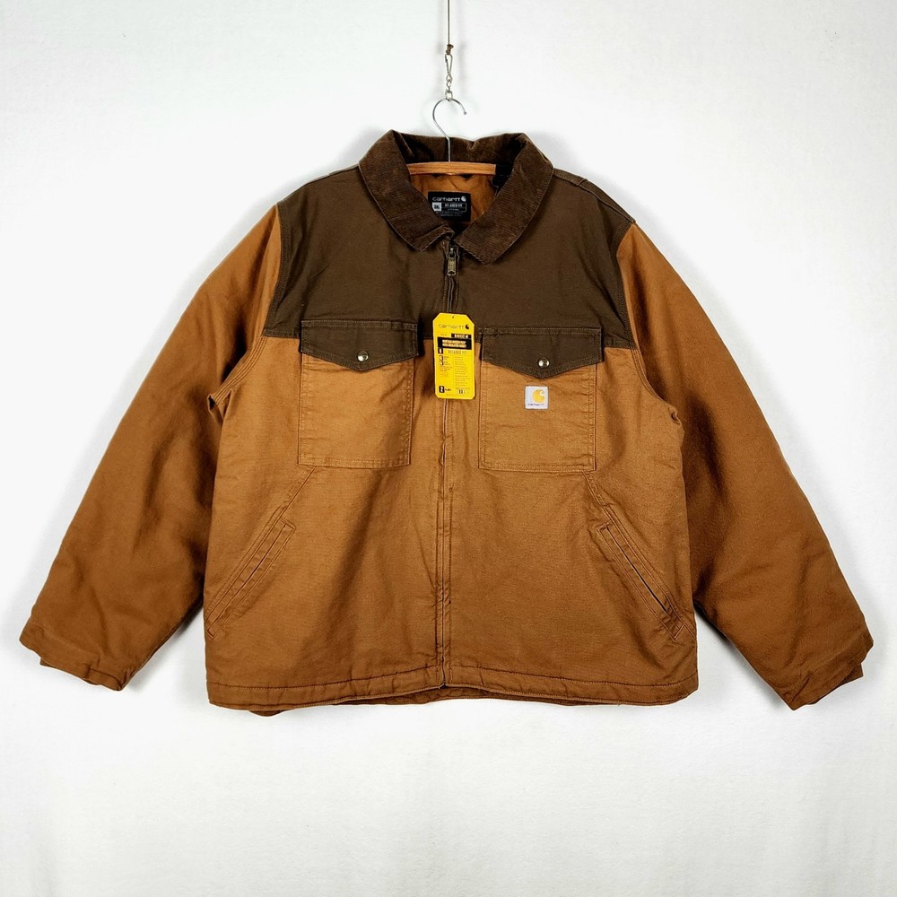 NWT Carhartt Montana 2-Tone Brown Rugged Flex Duck Insulated Zip Jkt Men 2XL