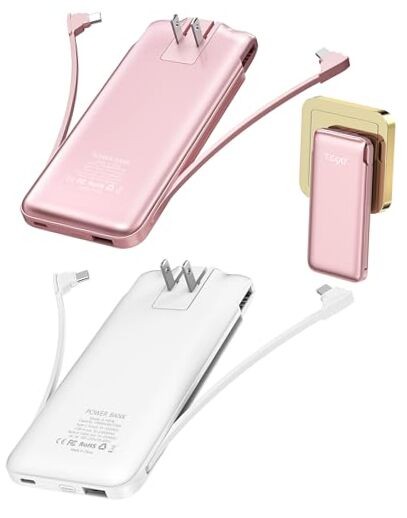 2-Pack 10000mAh Phone Portable Charger Power 2 pack 10000mah White and Pink