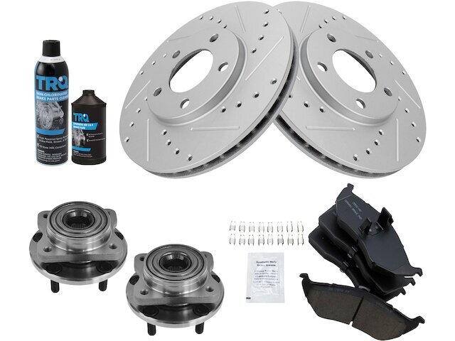1996-2000 Voyager Front Brake Pad Rotor & Wheel Hub Kit 14KDQV