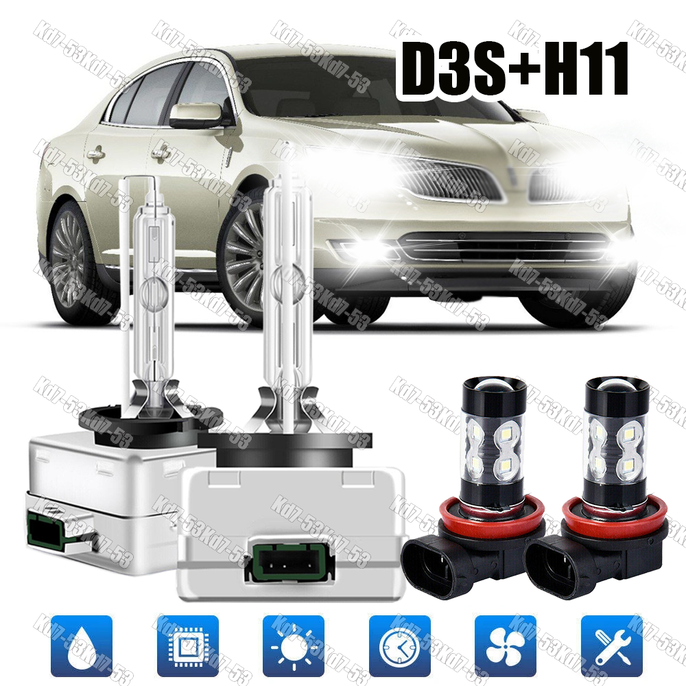 For Lincoln MKS 2009-2015 2016 Front HID Headlight Hi/Lo+LED Fog Light Bulbs 4pc