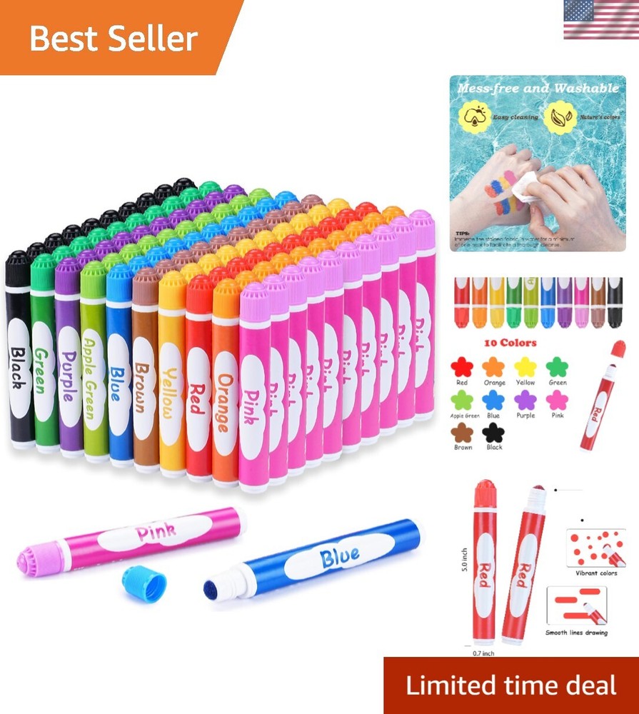 100 Washable Dot Markers in 10 Colors for Kids Art Projects
