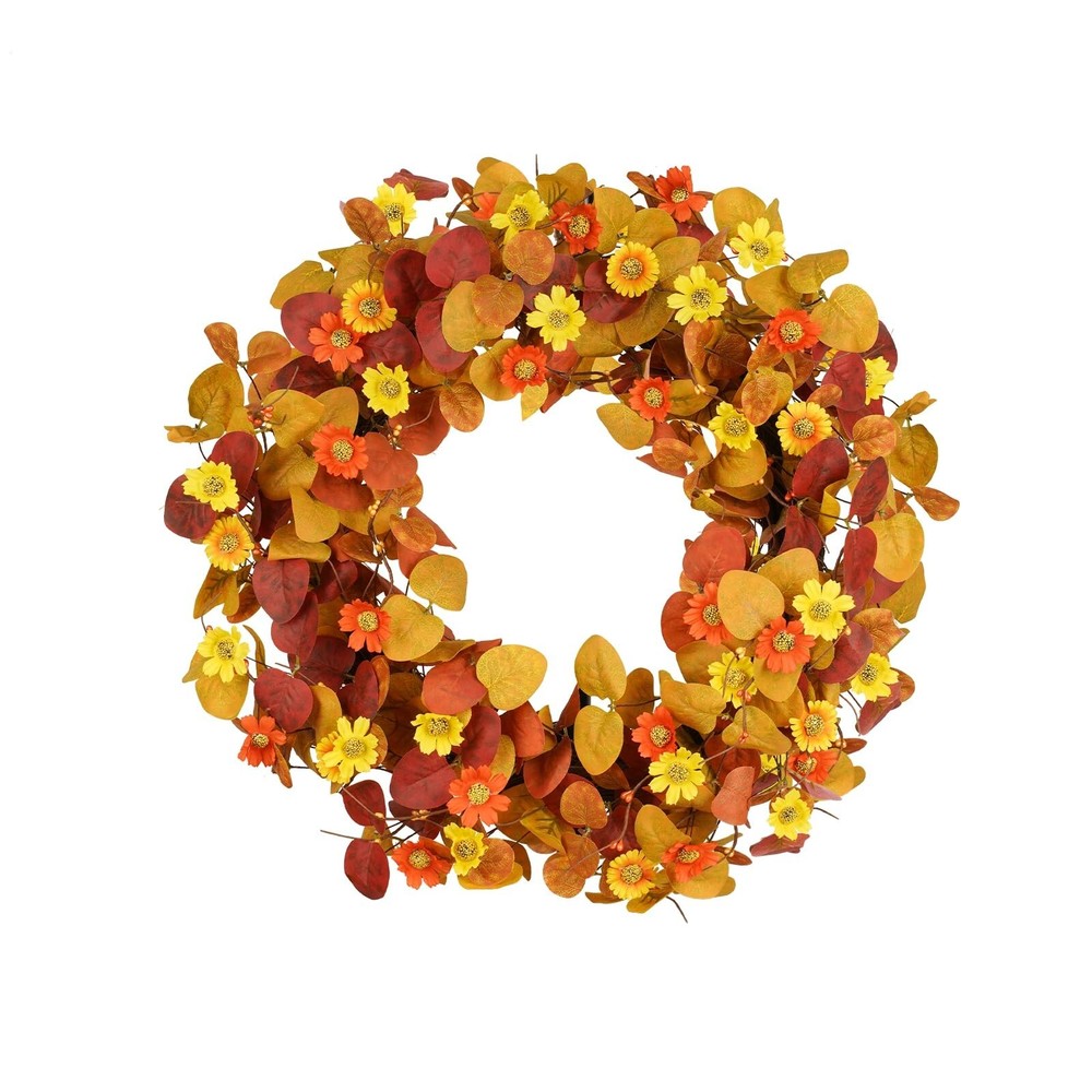 20 Inch Thanksgiving Fall Wreaths for Front Door, Autumn Wreaths with Eucalyp...
