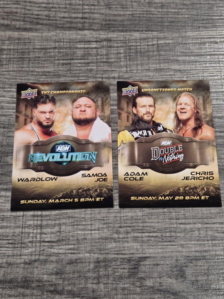 2024 Upper Deck AEW Posters #AP-2 & AP-4 Wardlow Samoa Joe Adam Cole Jericho