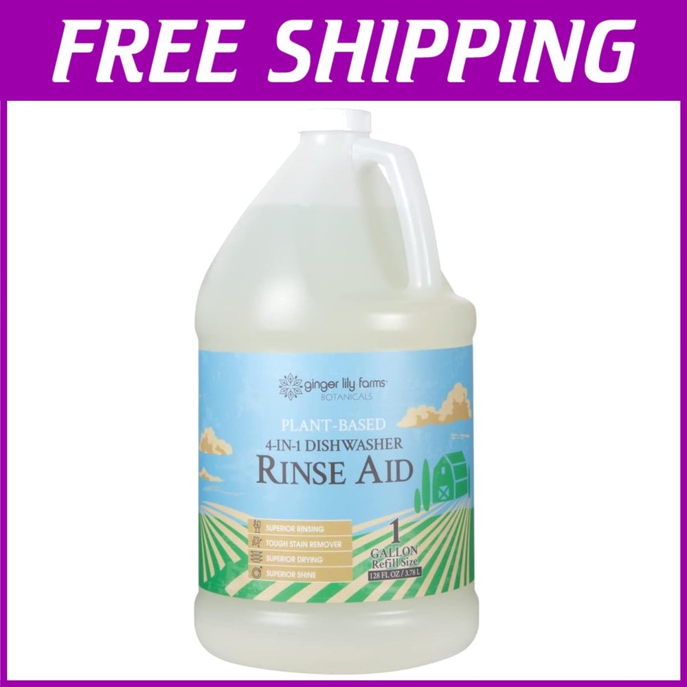 Commercial Grade Rinse Aid - Vegan & Cruelty-Free 1 Gallon Dishwasher Cleaner