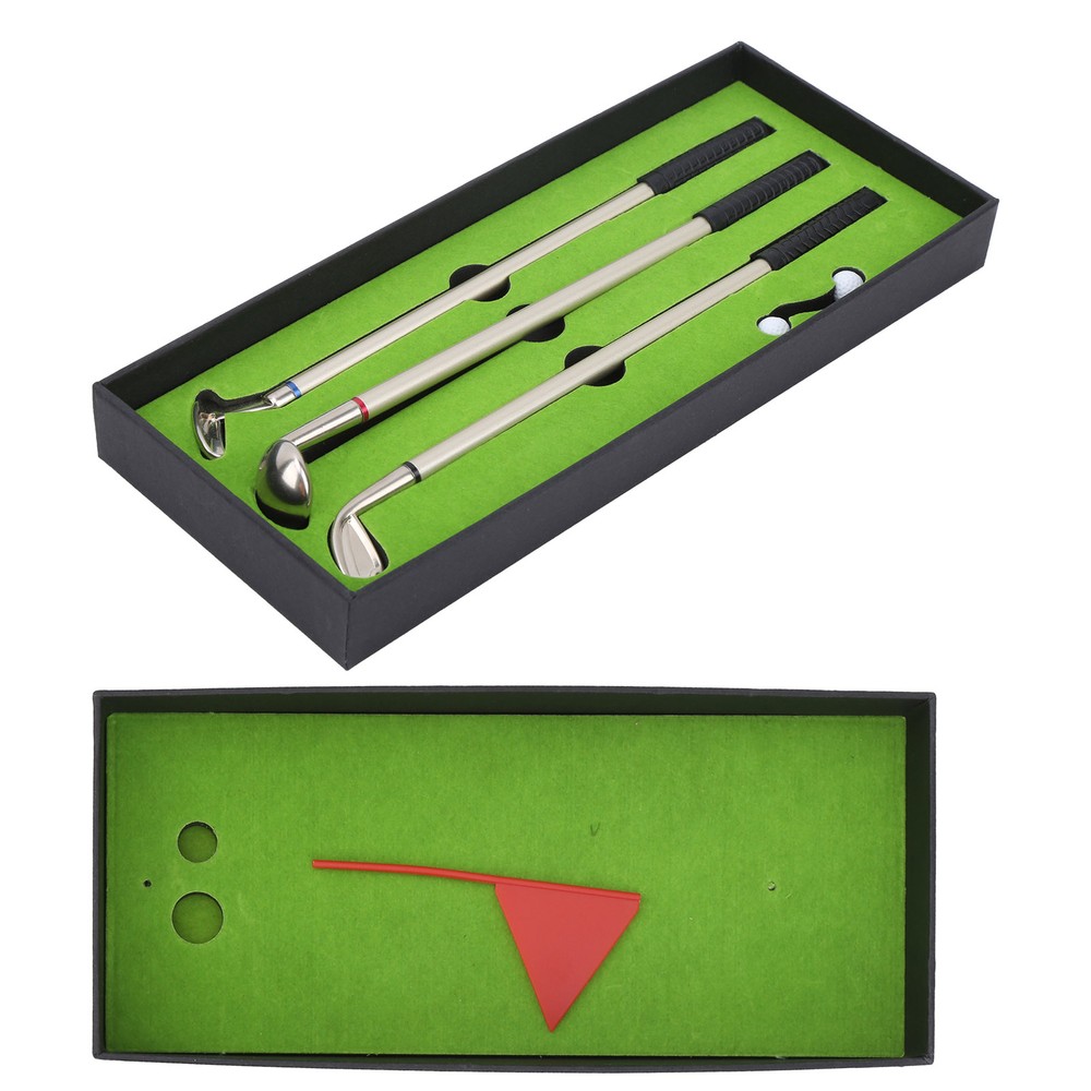 Mini Green Driving Range Desk Game Set with Club Pens, Balls, and Flag Gift