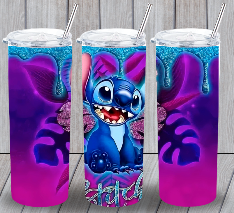 Stitch Rtr #2 Multicolor 20oz Insulated Tumbler With Lid Clear Straw New