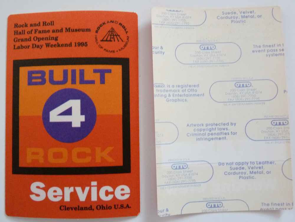 Rock & Roll Hall Of Fame 1995 Grand Opening Red Service Backstage Pass D8