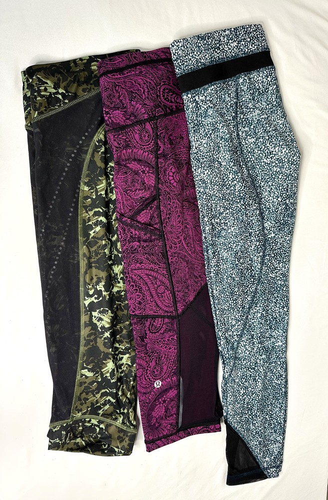 Lot of 3 Lululemon Women's Leggings Mixed Styles Size 8 Multicolored