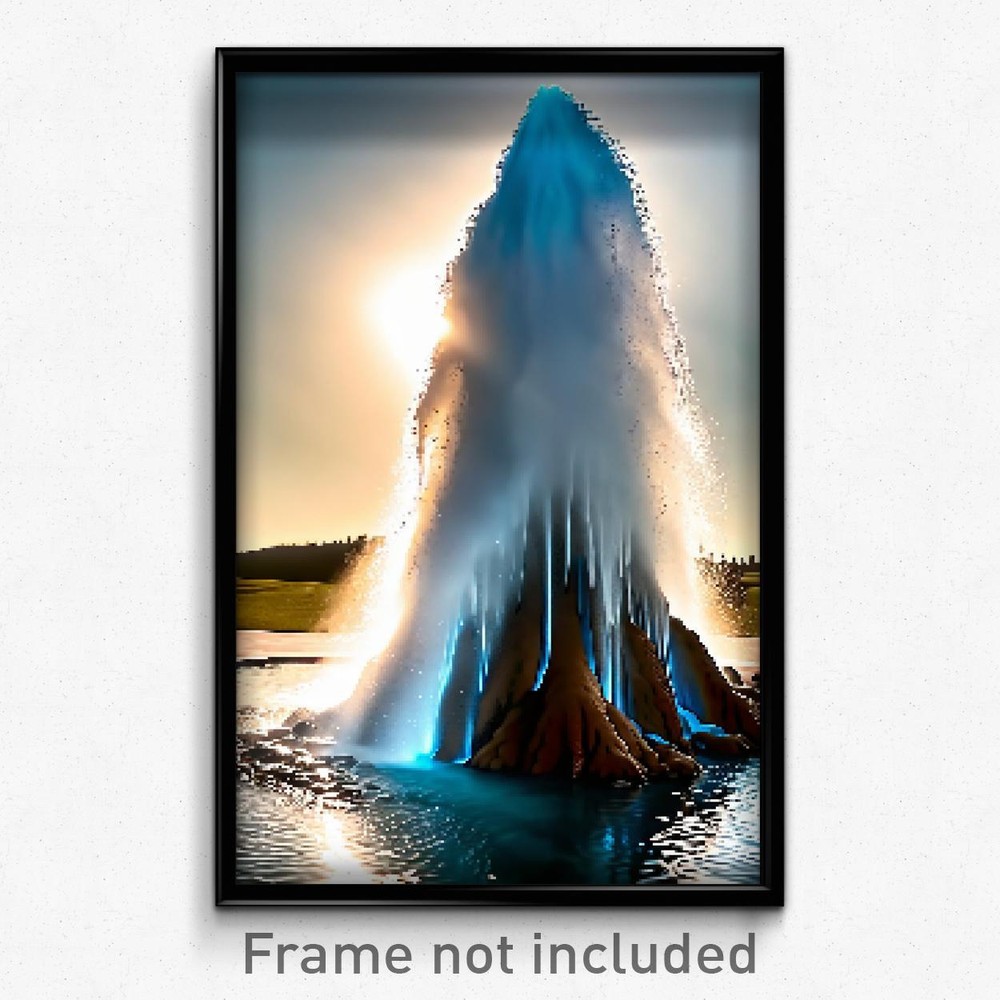 Psychedelic 8-Bit Pixel Art Glossy Geyser Poster Video Game Print  