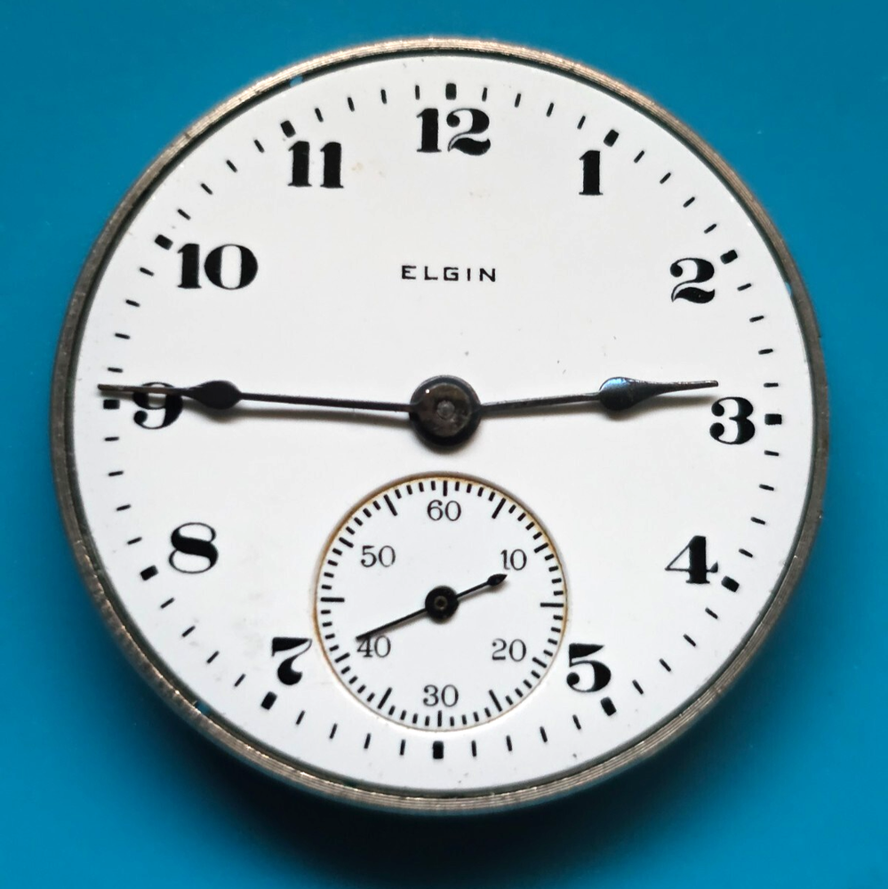 Vintage 12-Size Elgin 7-Jewel Pocket Watch Movement Working
