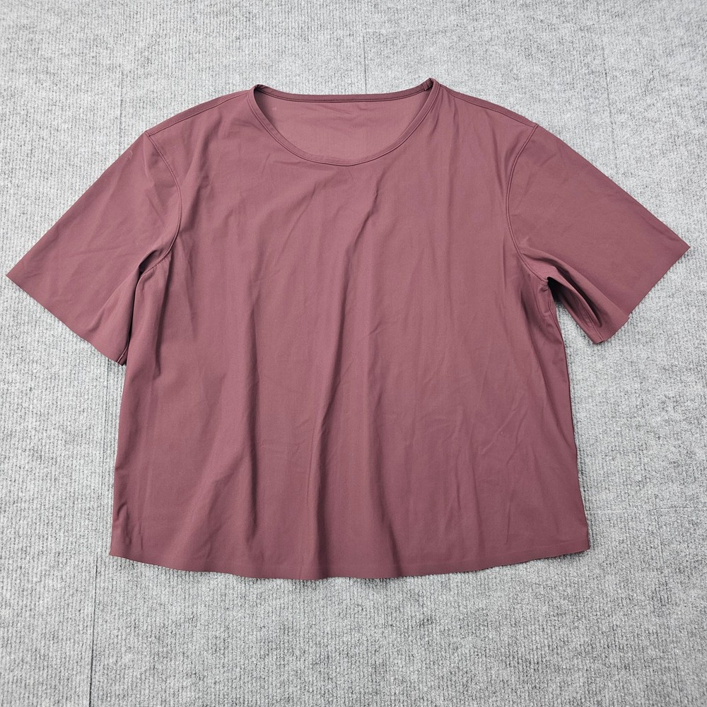 Lululemon T Shirt Womens Large Burgundy Seamless Performance Athletic Gym Tee
