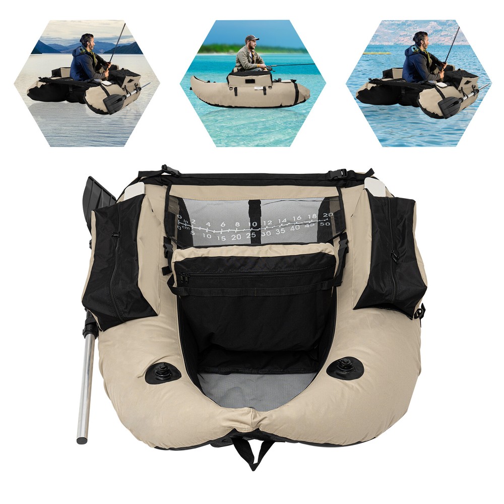 Inflatable Fishing Boat with Storage Pocket Portable Outdoor 286lb Capacity
