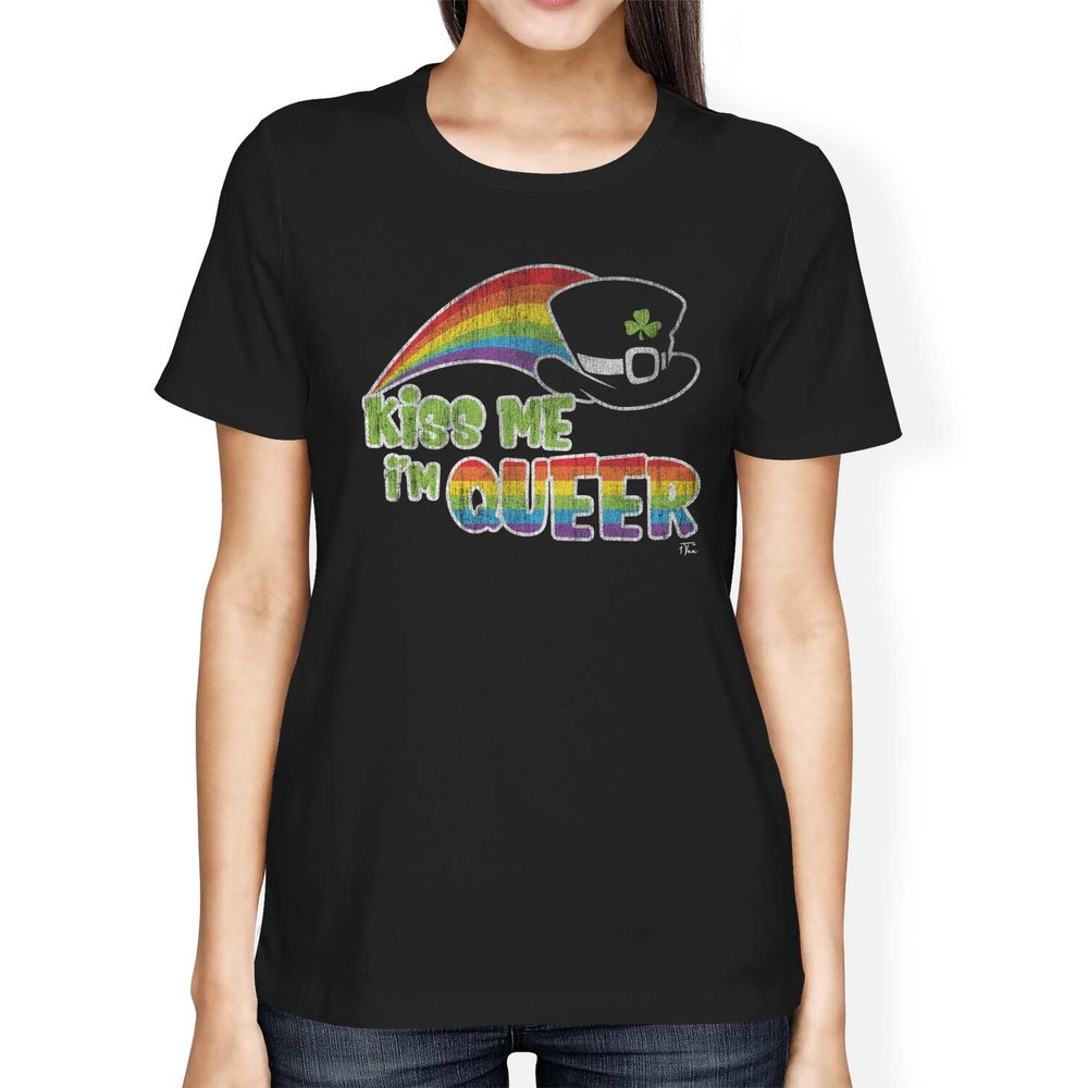 1Tee Womens Loose Fit Kiss Me I'm Queer LGBT T-Shirt