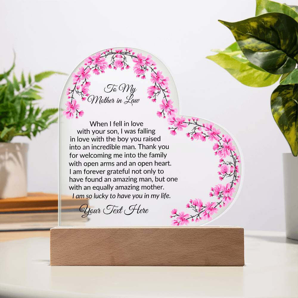 Mother in Law Led Heart Plaque