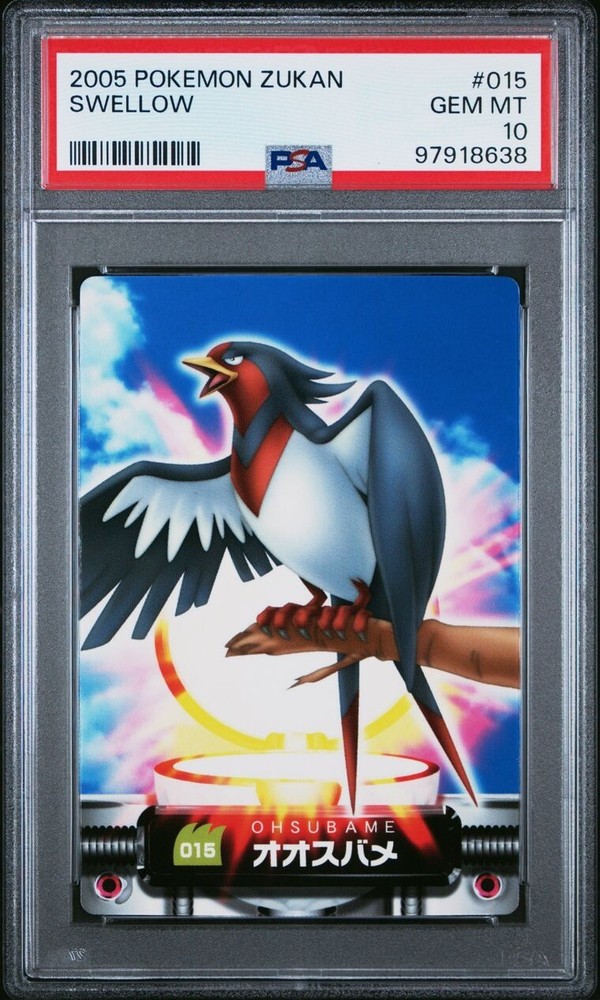 PSA 10 GEM MINT Swellow #015 Carddass Zukan Advanced Pokemon Bandai POP 1