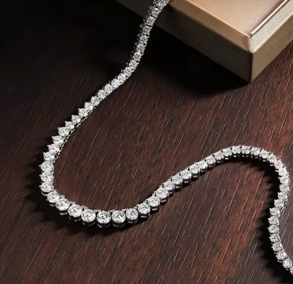 White Zircon Tennis Bracelet for Women 3 prong Round Cut 925 Sterling Silver!